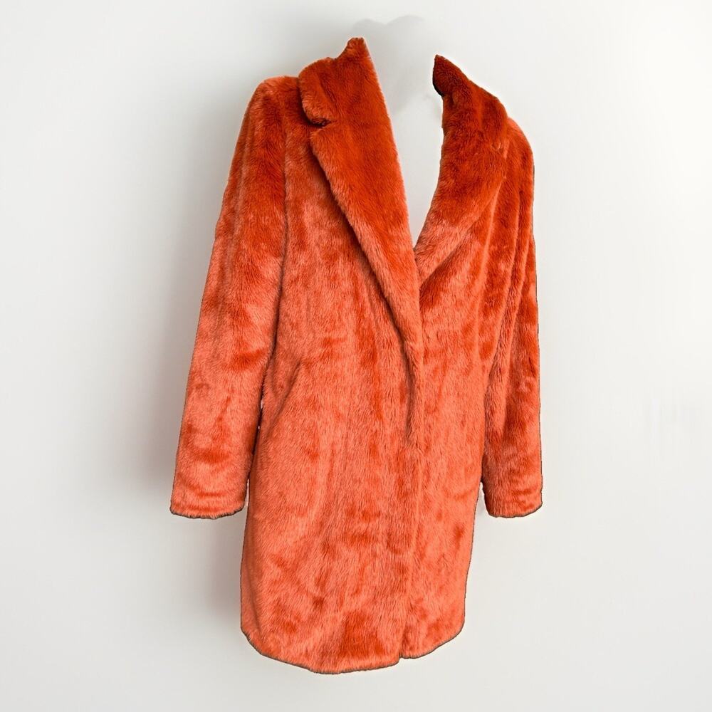 Sebby Collection Faux Fur Coat Jacket Women's Sz S Burnt Orange Fall Cozy Plush - Picture 4 of 12